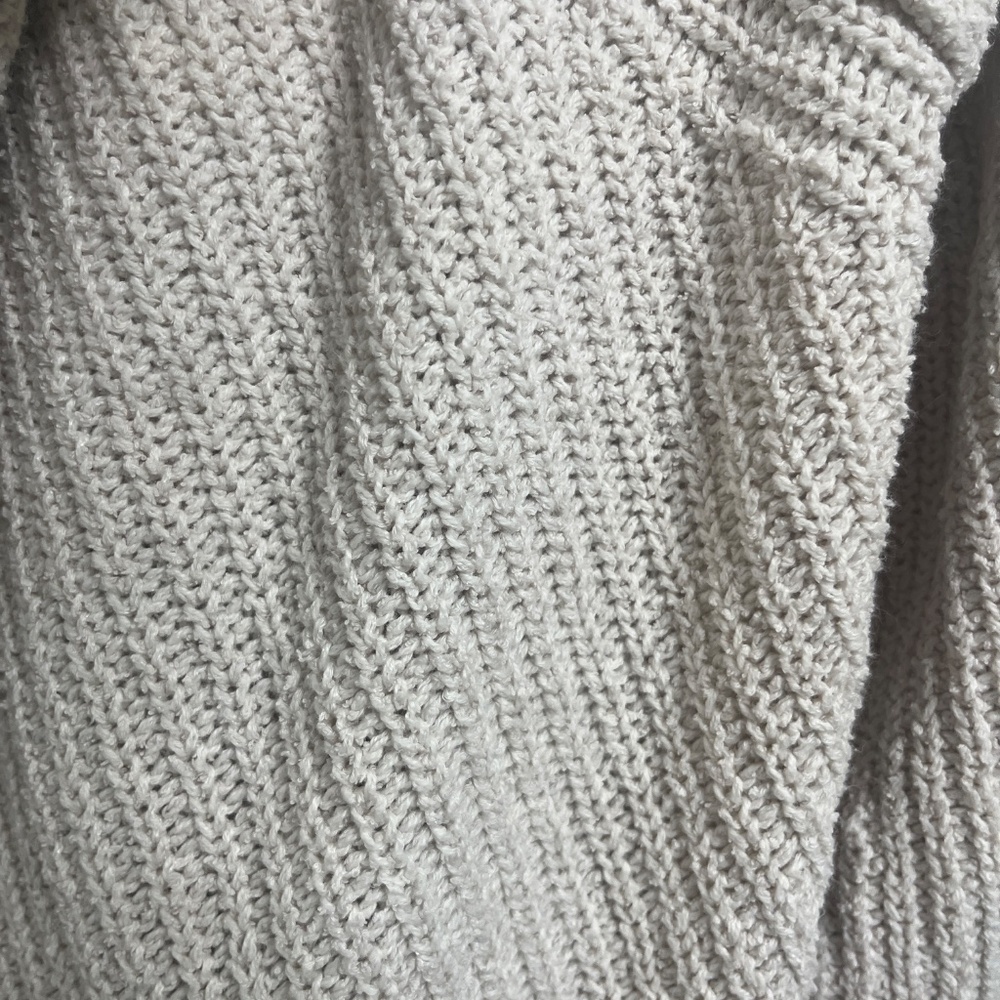 Free People Hooded Knit Cardigan Cream Open Front Draped Sweater Size M/L - Picture 8 of 10